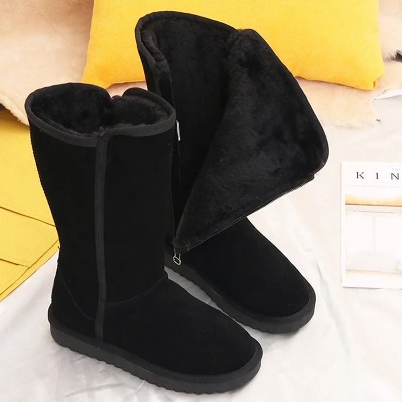 Women Knee High Waterproof Winter Leather Snow Boots 3