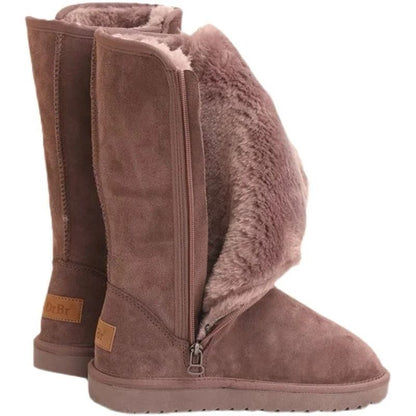 Women Knee High Waterproof Winter Leather Snow Boots 4