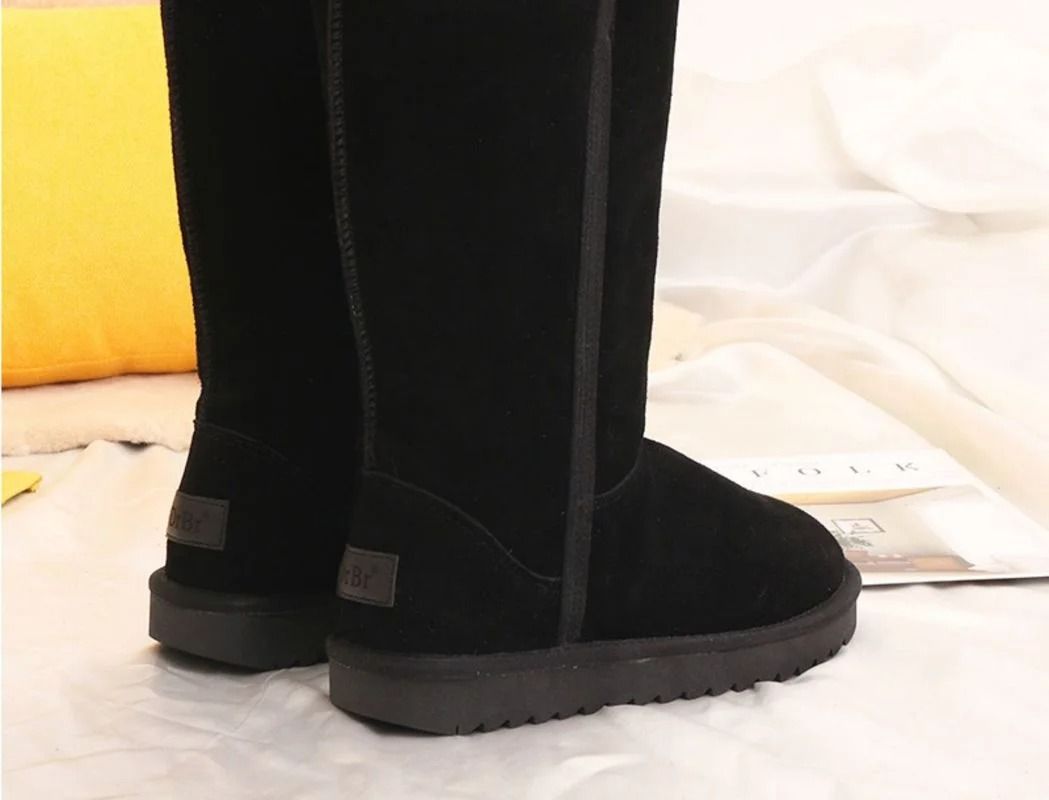 Women Knee High Waterproof Winter Leather Snow Boots 5