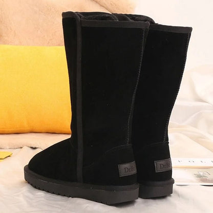 Women Knee High Waterproof Winter Leather Snow Boots 6