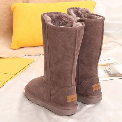 Women Knee High Waterproof Winter Leather Snow Boots 7