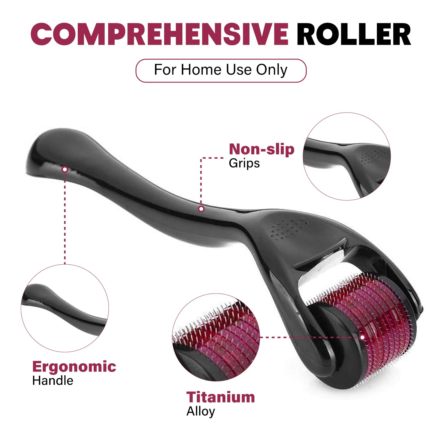 Professional Titanium Micro Needling Roller Derma Roller Dermaroller Hair Regrowth & Beard Growth Therapy