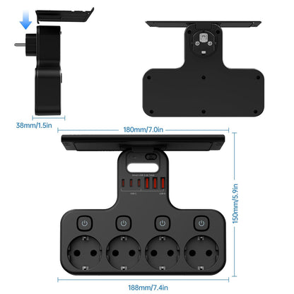 Multifunction Smart Socket with Night Light and Shelf