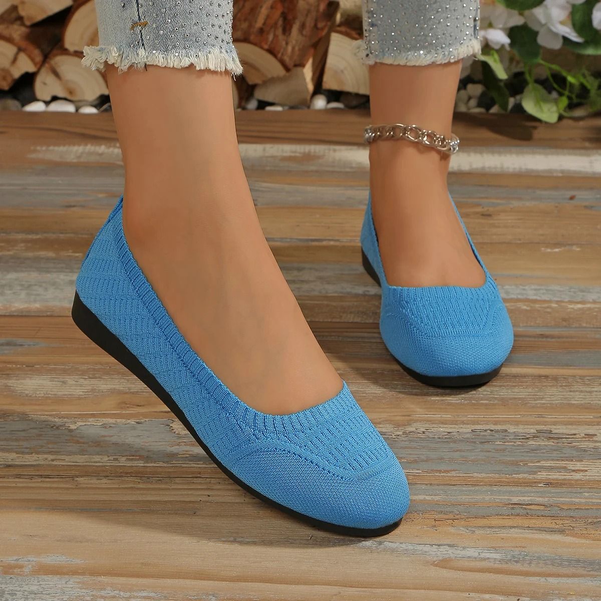 Womens Breathable Mesh Slip On Flats 7