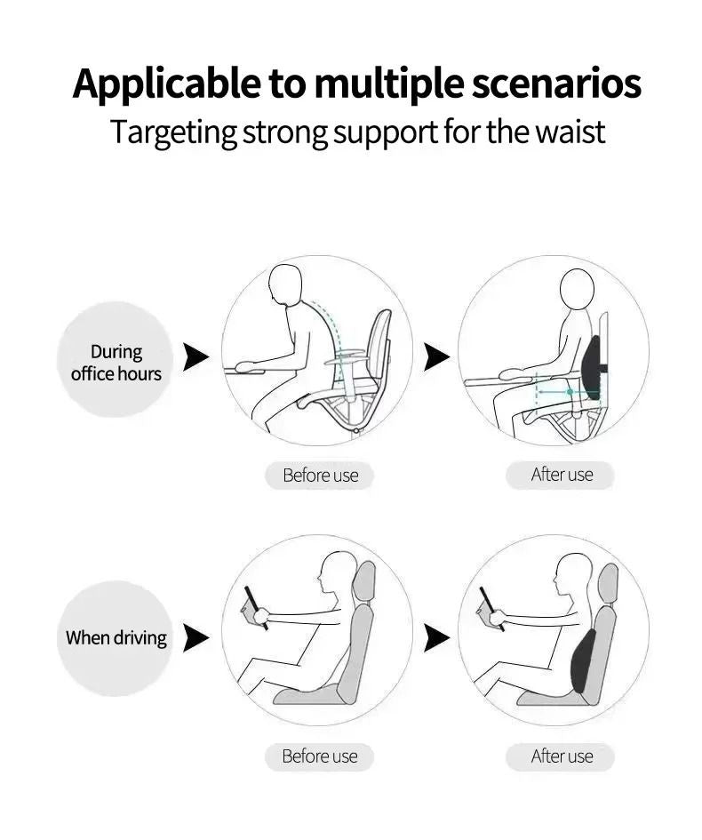Memory Foam Lumbar Back Cushion For Car Office And Gaming Chairs 4