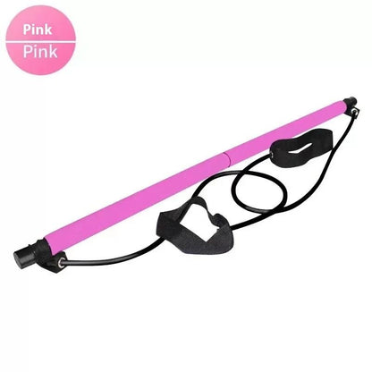 Pilates Stick Adjustable Fitness Bar With Resistance Bands For Home Workout 9