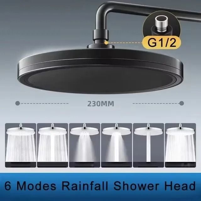 Large Rainfall Shower Head 6 Mode High Pressure Bathroom Faucet 9