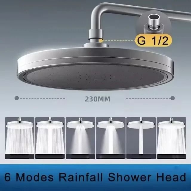 Large Rainfall Shower Head 6 Mode High Pressure Bathroom Faucet 8