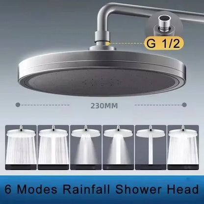 Large Rainfall Shower Head 6 Mode High Pressure Bathroom Faucet 8