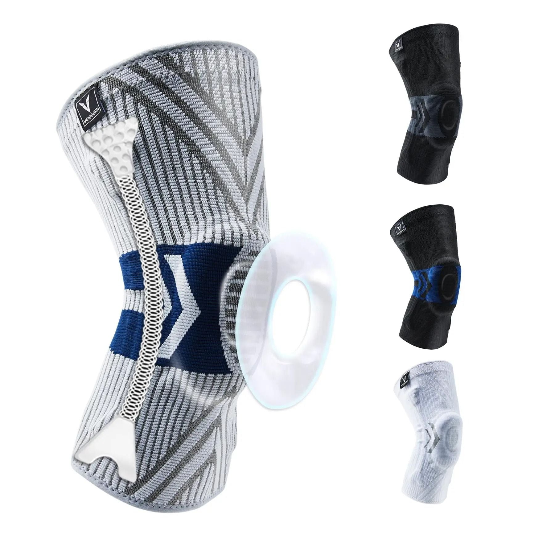 Elastic Knee Support Brace With Silicone Pads And Spring Stabilizers 1
