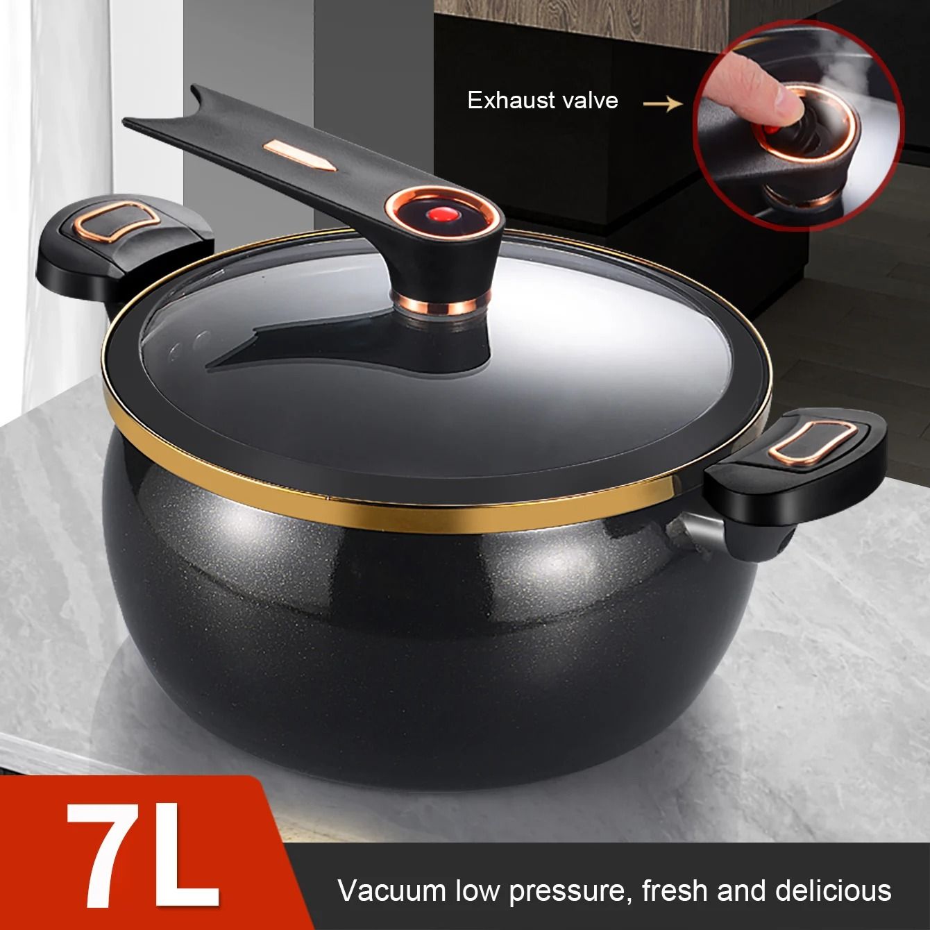 Large Capacity 7L Non Stick Micro Pressure Stew Pot