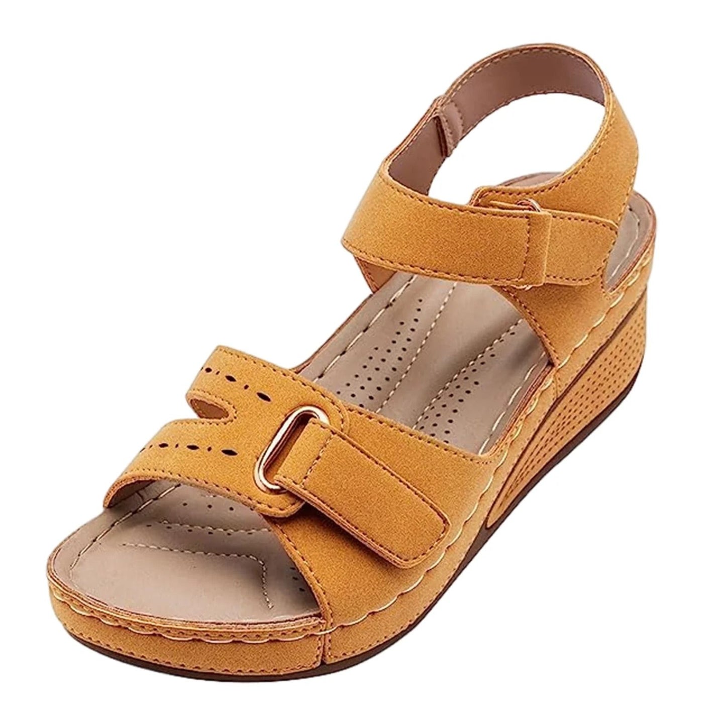 Womens Chunky PU Platform Sandals With Ankle Strap 4