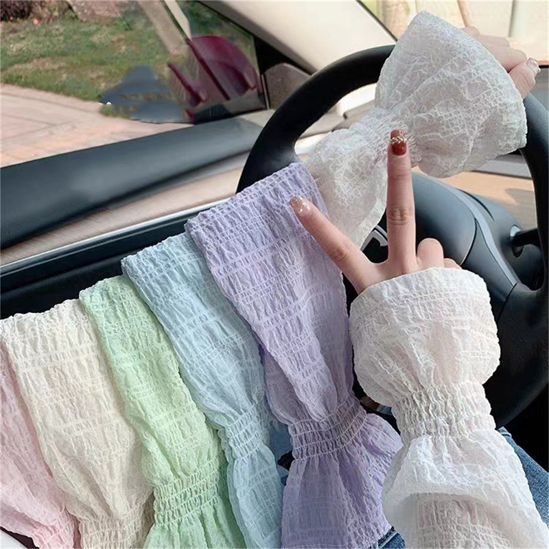 Summer Ice Silk Long Sleeves, Anti-Sunburn Arm Covers for Men, Women, Anti-UV Cycling Arm Sleeve Fingerless Design