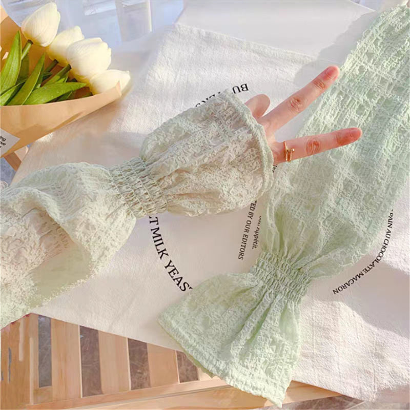Summer Ice Silk Long Sleeves, Anti-Sunburn Arm Covers for Men, Women, Anti-UV Cycling Arm Sleeve Fingerless Design