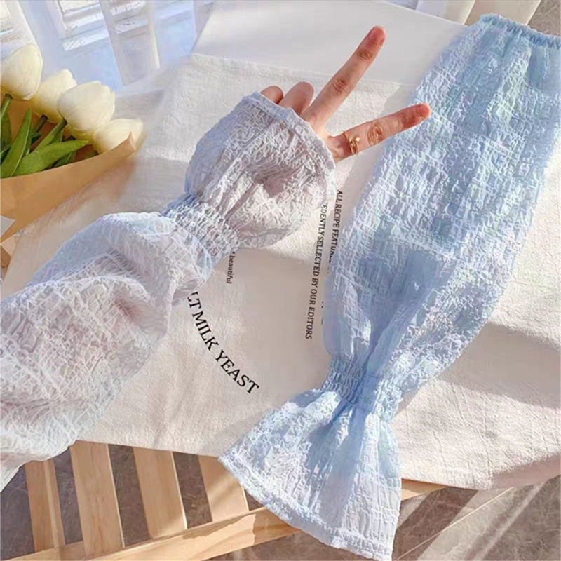 Summer Ice Silk Long Sleeves, Anti-Sunburn Arm Covers for Men, Women, Anti-UV Cycling Arm Sleeve Fingerless Design