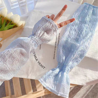 Summer Ice Silk Long Sleeves, Anti-Sunburn Arm Covers for Men, Women, Anti-UV Cycling Arm Sleeve Fingerless Design