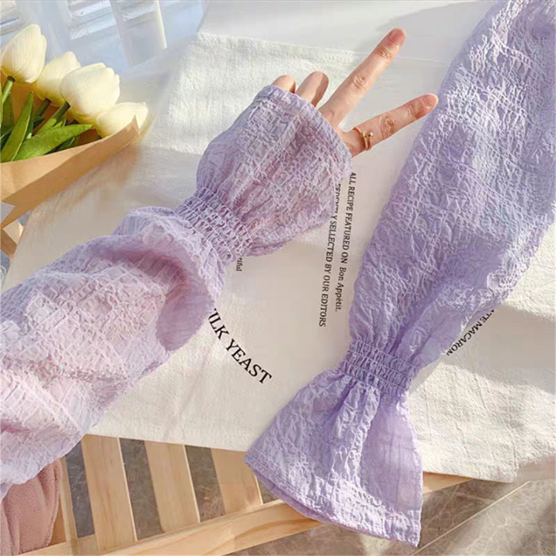 Summer Ice Silk Long Sleeves, Anti-Sunburn Arm Covers for Men, Women, Anti-UV Cycling Arm Sleeve Fingerless Design