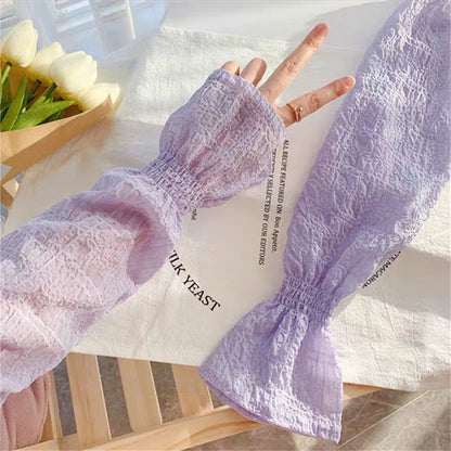 Summer Ice Silk Long Sleeves, Anti-Sunburn Arm Covers for Men, Women, Anti-UV Cycling Arm Sleeve Fingerless Design