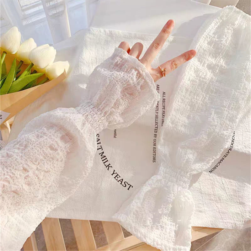 Summer Ice Silk Long Sleeves, Anti-Sunburn Arm Covers for Men, Women, Anti-UV Cycling Arm Sleeve Fingerless Design