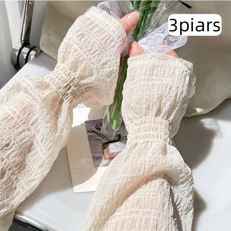 Summer Ice Silk Long Sleeves, Anti-Sunburn Arm Covers for Men, Women, Anti-UV Cycling Arm Sleeve Fingerless Design