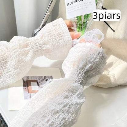 Summer Ice Silk Long Sleeves, Anti-Sunburn Arm Covers for Men, Women, Anti-UV Cycling Arm Sleeve Fingerless Design