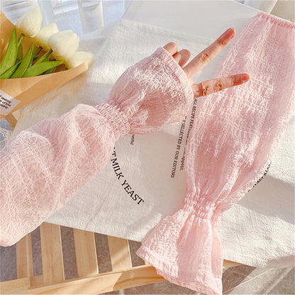 Summer Ice Silk Long Sleeves, Anti-Sunburn Arm Covers for Men, Women, Anti-UV Cycling Arm Sleeve Fingerless Design