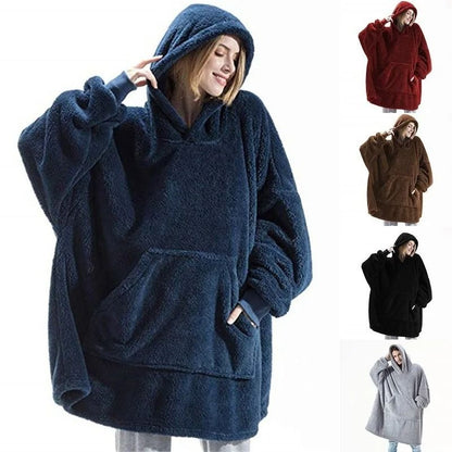 Cozy Winter Fleece Hooded Pullover with Pockets