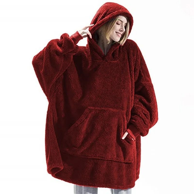 Cozy Winter Fleece Hooded Pullover With Pockets 10
