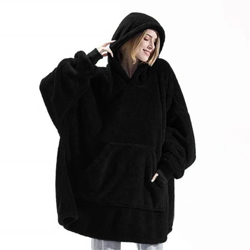 Cozy Winter Fleece Hooded Pullover With Pockets 4