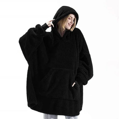 Cozy Winter Fleece Hooded Pullover With Pockets 4
