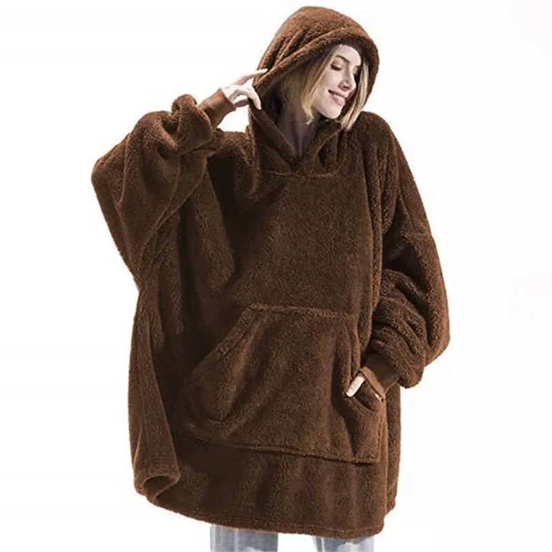 Cozy Winter Fleece Hooded Pullover With Pockets 5