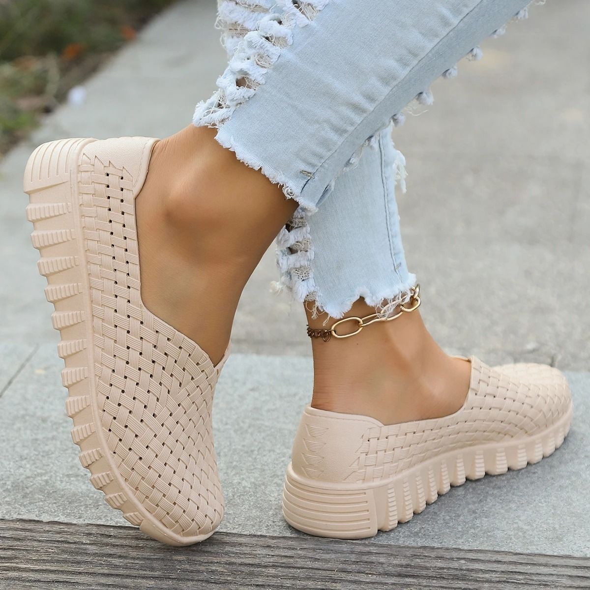Womens Lightweight Woven Canvas Flats 4