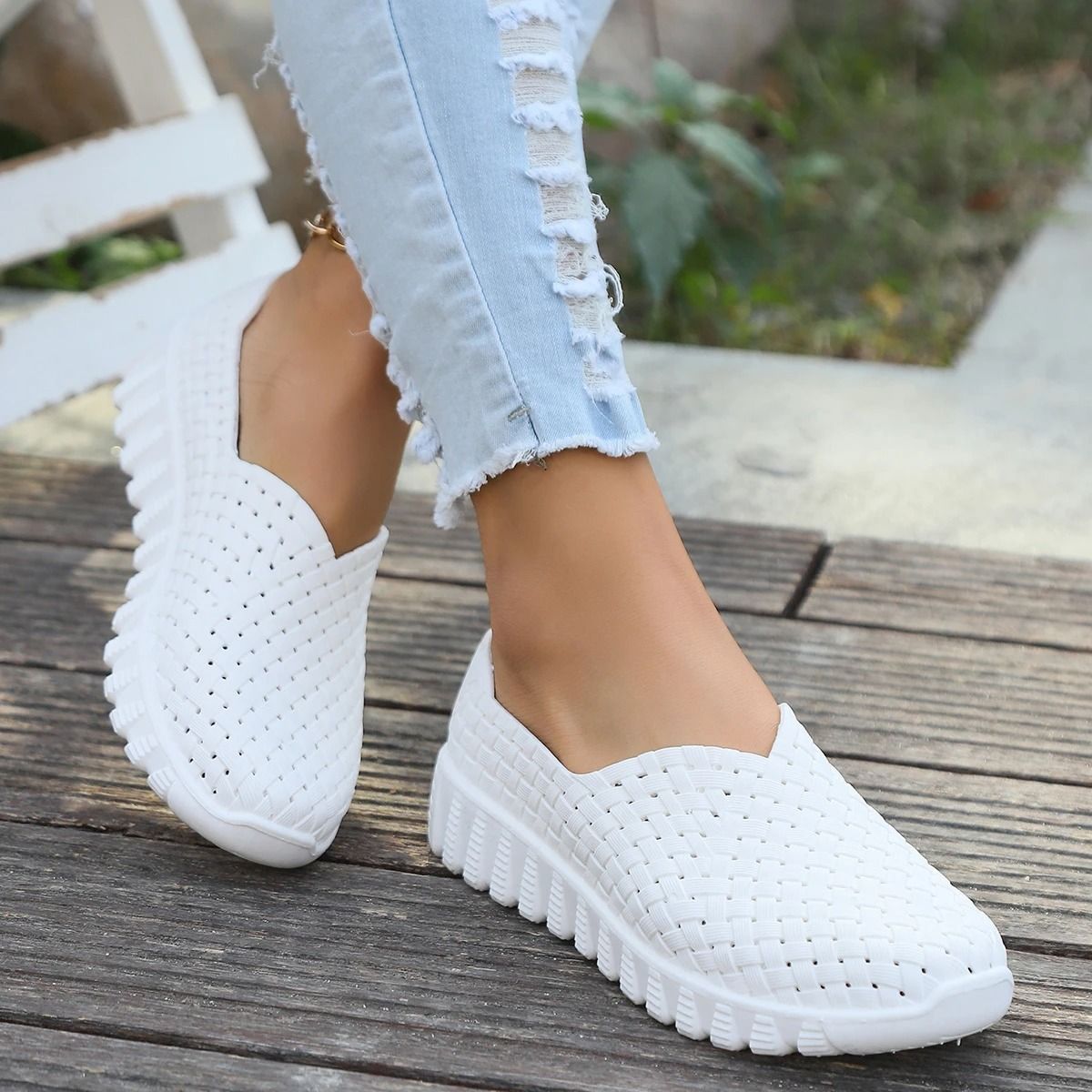 Womens Lightweight Woven Canvas Flats 5