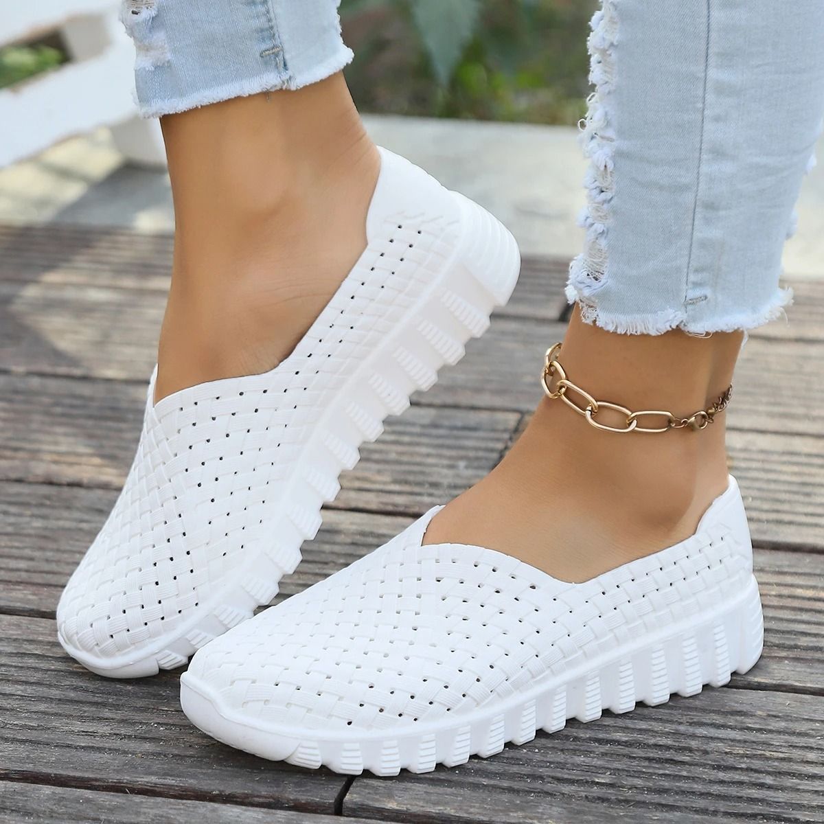 Womens Lightweight Woven Canvas Flats 6