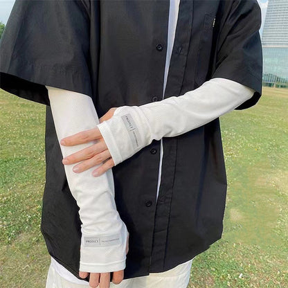 Large Size Ice Sleeves for Mens Sun Protection, Japanese Summer Outdoor UV Protection Loose Arm Sleeves for Driving