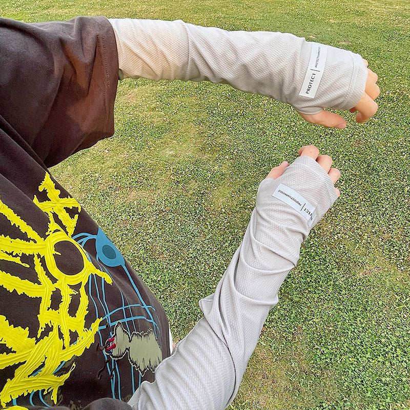 Large Size Ice Sleeves for Mens Sun Protection, Japanese Summer Outdoor UV Protection Loose Arm Sleeves for Driving