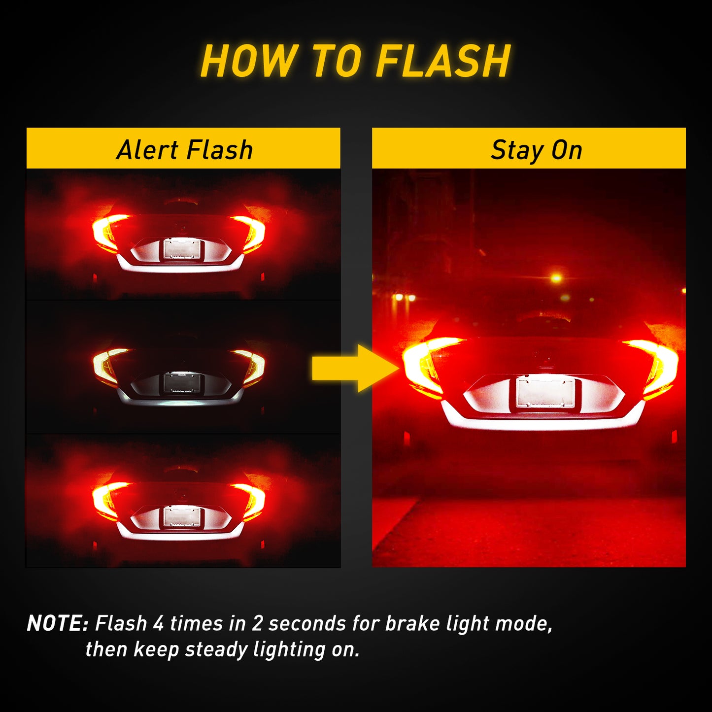 AUXITO LED Brake Light Bulb No Error Strobe Red White Backup Reverse DRL Parking Lamps