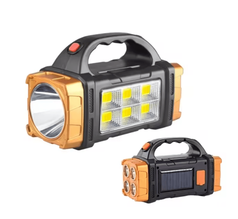 Rechargeable Solar LED Camping Flashlight With COB Work Light And Power Bank 5