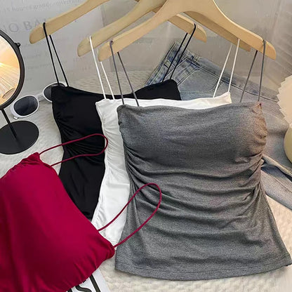 Sexy Sleeveless Tank Tops for Women, Seamless Sports Underwear Crop Camisole with Removable Chest Pads, Summer Casual