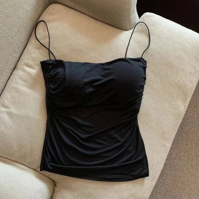 Sexy Sleeveless Tank Tops for Women, Seamless Sports Underwear Crop Camisole with Removable Chest Pads, Summer Casual