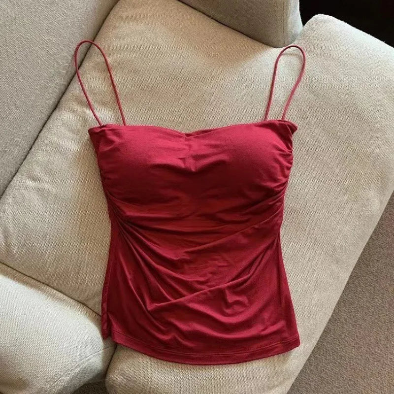 Sexy Sleeveless Tank Tops for Women, Seamless Sports Underwear Crop Camisole with Removable Chest Pads, Summer Casual