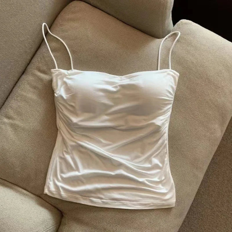 Sexy Sleeveless Tank Tops for Women, Seamless Sports Underwear Crop Camisole with Removable Chest Pads, Summer Casual