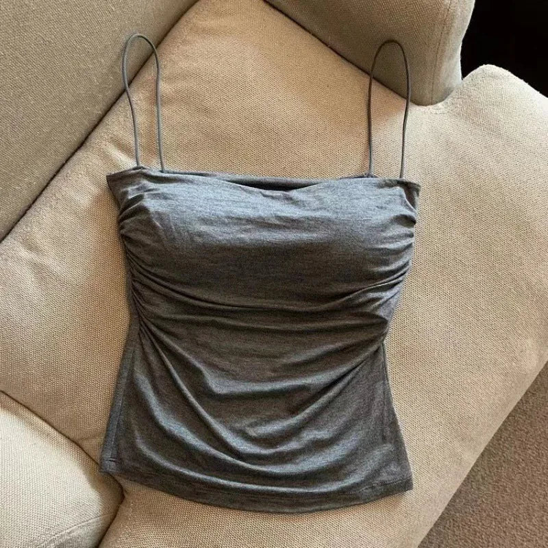 Sexy Sleeveless Tank Tops for Women, Seamless Sports Underwear Crop Camisole with Removable Chest Pads, Summer Casual