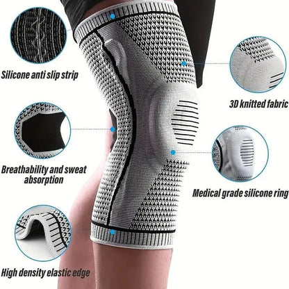Non Slip Knee Support Brace With Patella Gel Pad Stabilizers And Compression Sleeve For Sports And  1