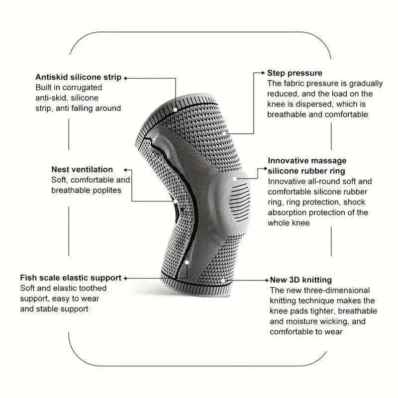 Non Slip Knee Support Brace With Patella Gel Pad Stabilizers And Compression Sleeve For Sports And  2