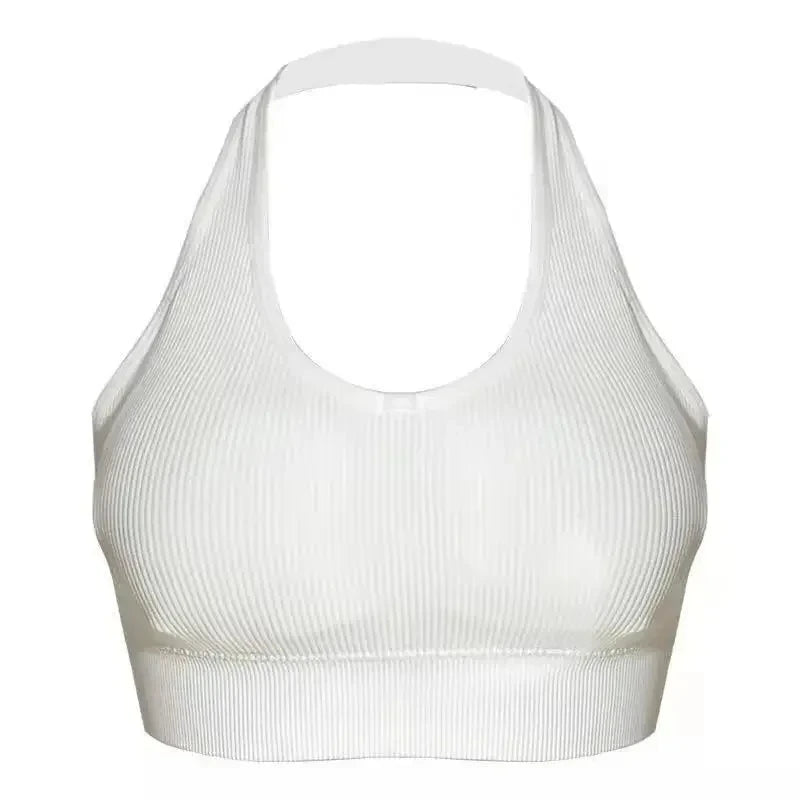 Sexy Halter Backless Bra, Wire-Free Soft Sport Bra for Interior Layering, Hanging Neck Camisole with Beauty Back