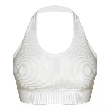 Sexy Halter Backless Bra, Wire-Free Soft Sport Bra for Interior Layering, Hanging Neck Camisole with Beauty Back