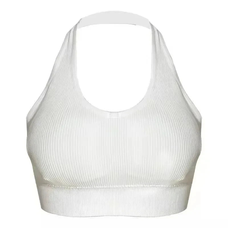 Sexy Halter Backless Bra, Wire-Free Soft Sport Bra for Interior Layering, Hanging Neck Camisole with Beauty Back