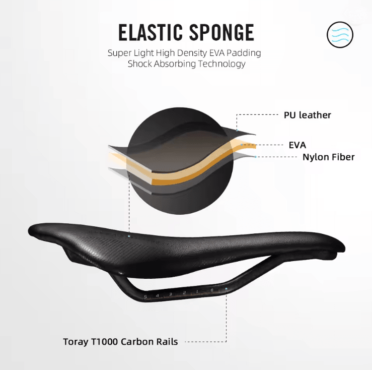 Carbon Leather Bike Saddle Ultralight Road And MTB Racing Seat Cushion 2