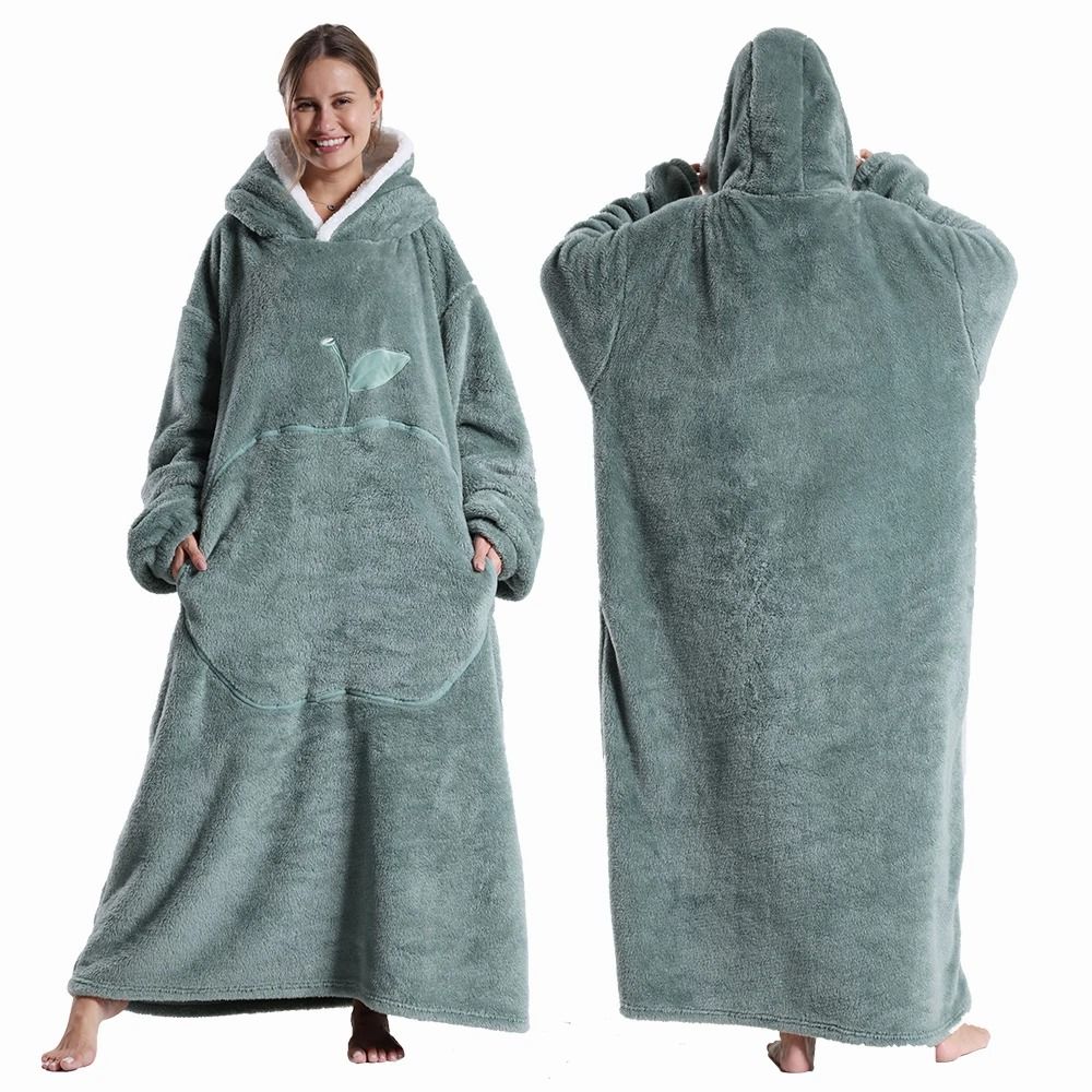 Oversized Plush Fleece Hoodie Blanket With Hood And Pockets 4